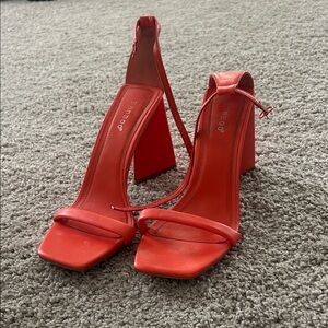 Bamboo Women's orange block heels